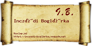 Inczédi Boglárka névjegykártya